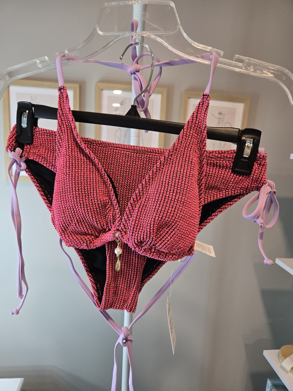 🌞⛱️👙 New Cupshe Pink Textured Tie-Side Bikini Set